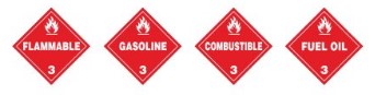 Class 3 Hazmat flammable liquids placards